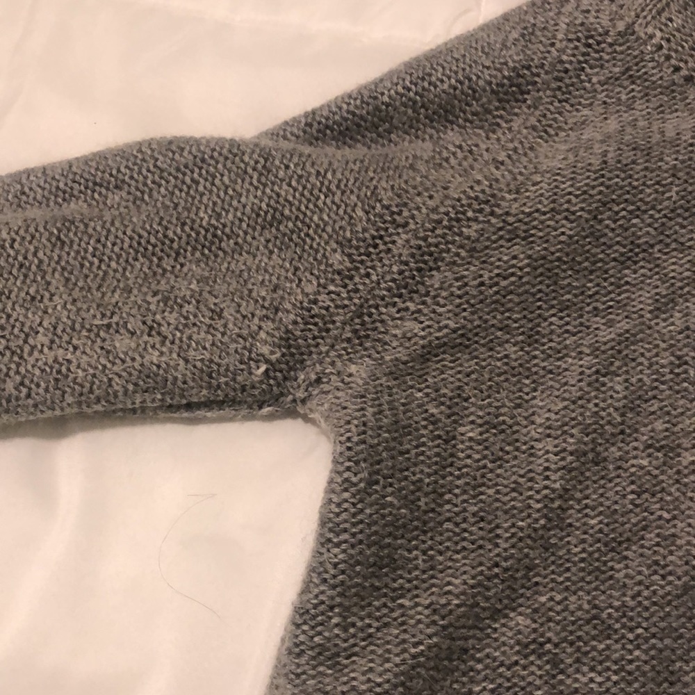 BCBG MaxAzria angora wool blend sweater in grey with top design button 2 pockets - Picture 11 of 12